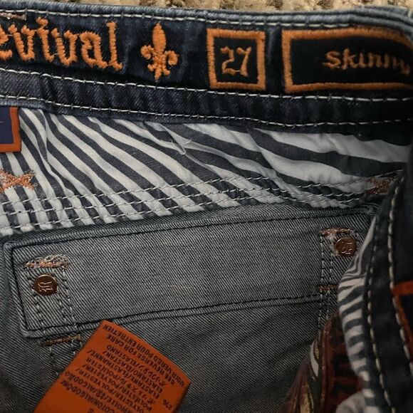 Rock Revival Isiah Skinny Blue Denim  Embellished Embroidered Jeans Women's 27 - Picture 3 of 8